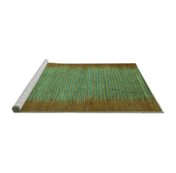 Sideview of Machine Washable Abstract Turquoise Modern Area Rugs, wshabs4697turq