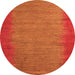 Round Machine Washable Abstract Orange Modern Area Rugs, wshabs4697org