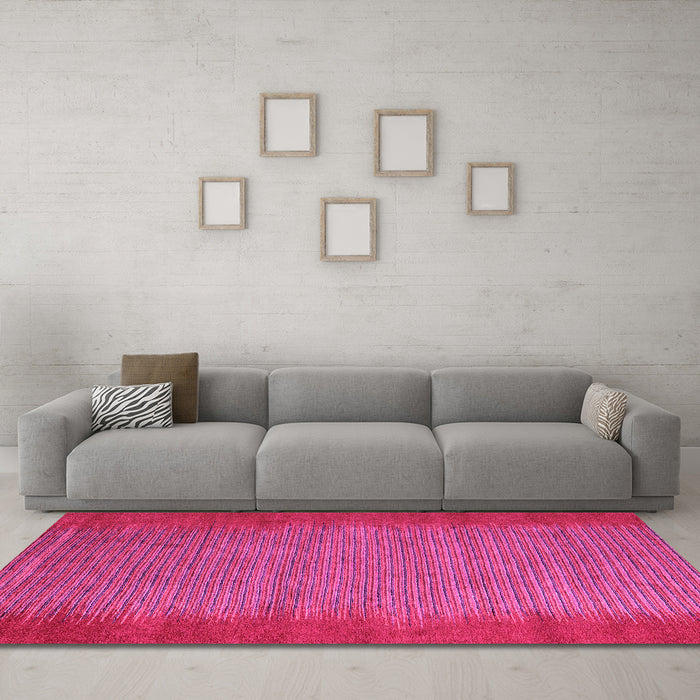 Machine Washable Abstract Pink Modern Rug in a Living Room, wshabs4697pnk