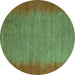 Round Abstract Turquoise Modern Rug, abs4697turq