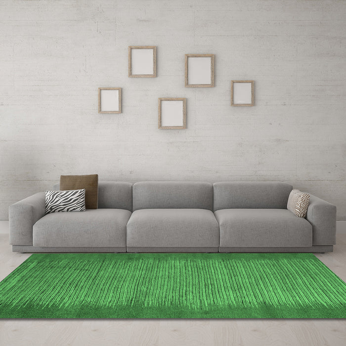 Machine Washable Abstract Emerald Green Modern Area Rugs in a Living Room,, wshabs4697emgrn