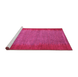 Sideview of Machine Washable Abstract Pink Modern Rug, wshabs4697pnk