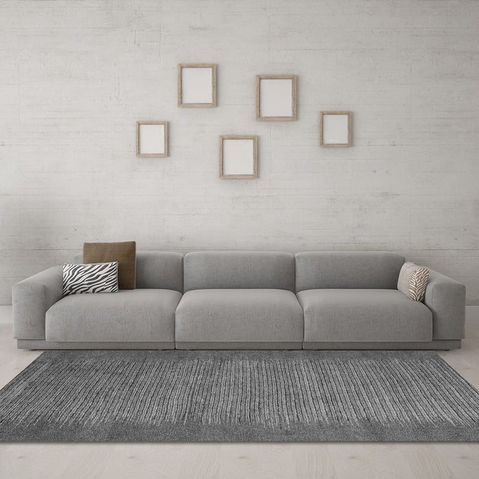 Machine Washable Abstract Gray Modern Rug in a Living Room,, wshabs4697gry