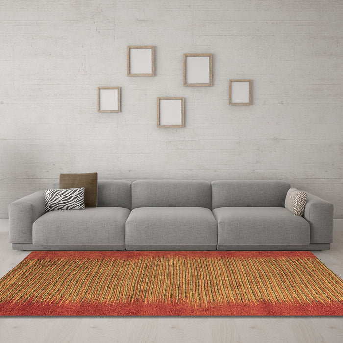 Machine Washable Abstract Brown Modern Rug in a Living Room,, wshabs4697brn