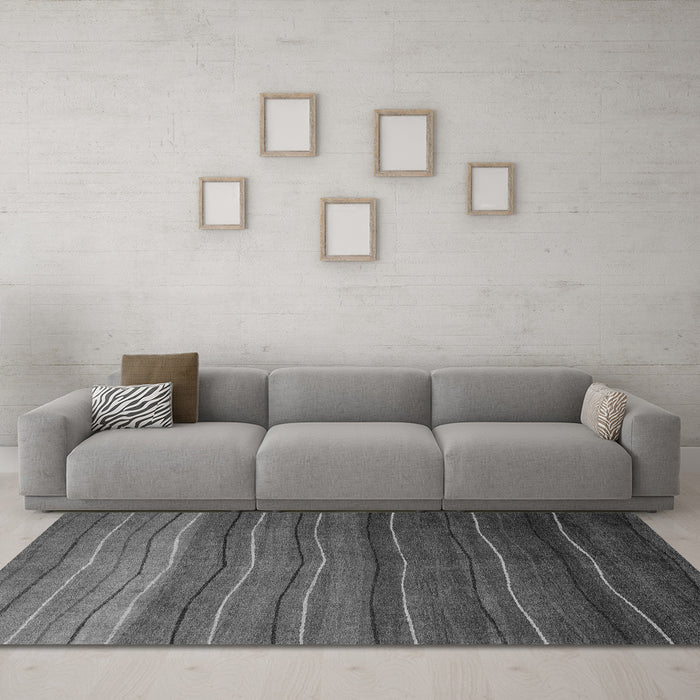 Machine Washable Abstract Gray Modern Rug in a Living Room,, wshabs4698gry