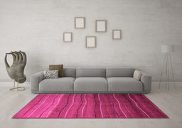 Machine Washable Abstract Pink Modern Rug in a Living Room, wshabs4698pnk