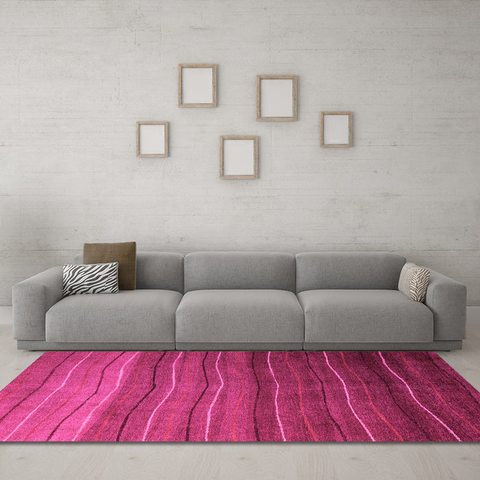 Machine Washable Abstract Pink Modern Rug in a Living Room, wshabs4698pnk