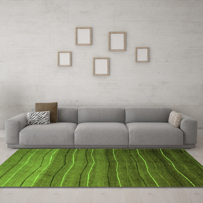 Machine Washable Abstract Green Modern Area Rugs in a Living Room,, wshabs4698grn