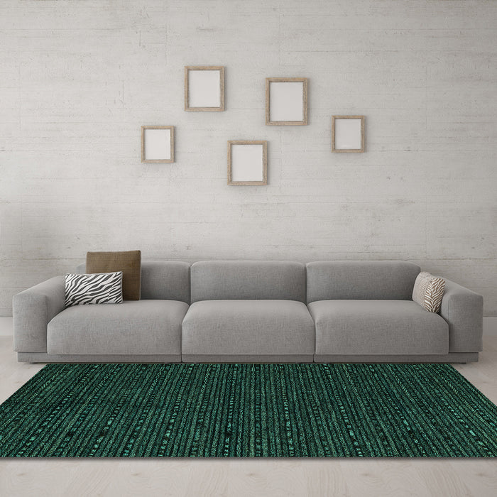 Machine Washable Abstract Turquoise Modern Area Rugs in a Living Room,, wshabs4699turq