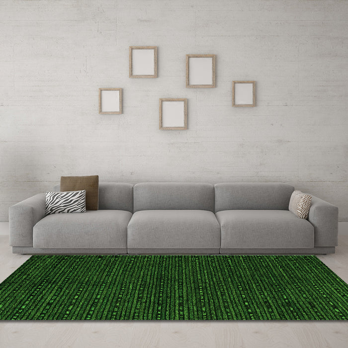 Machine Washable Abstract Green Modern Area Rugs in a Living Room,, wshabs4699grn