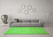 Machine Washable Abstract Green Modern Area Rugs in a Living Room,, wshabs469grn