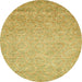 Round Machine Washable Abstract Yellow Rug, wshabs469