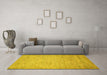 Machine Washable Abstract Yellow Modern Rug in a Living Room, wshabs469yw