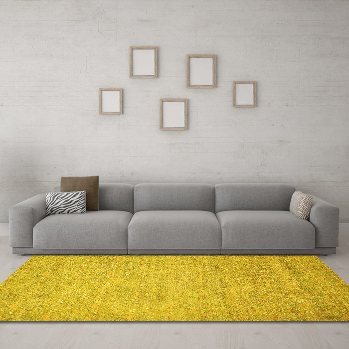 Machine Washable Abstract Yellow Modern Rug in a Living Room, wshabs469yw