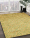 Abstract Bold Yellow Modern Rug in Family Room, abs469