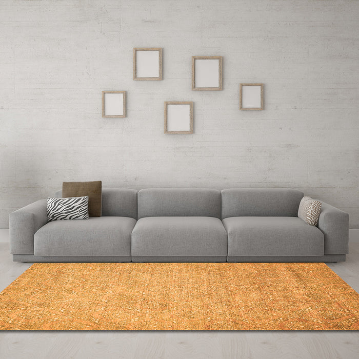 Machine Washable Abstract Orange Modern Area Rugs in a Living Room, wshabs469org