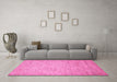 Machine Washable Abstract Pink Modern Rug in a Living Room, wshabs469pnk