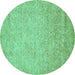 Round Abstract Turquoise Modern Rug, abs469turq