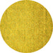 Round Abstract Yellow Modern Rug, abs469yw