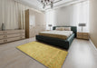 Abstract Bold Yellow Modern Rug in a Bedroom, abs469