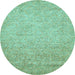 Round Abstract Light Blue Modern Rug, abs469lblu