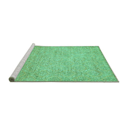 Sideview of Machine Washable Abstract Turquoise Modern Area Rugs, wshabs469turq