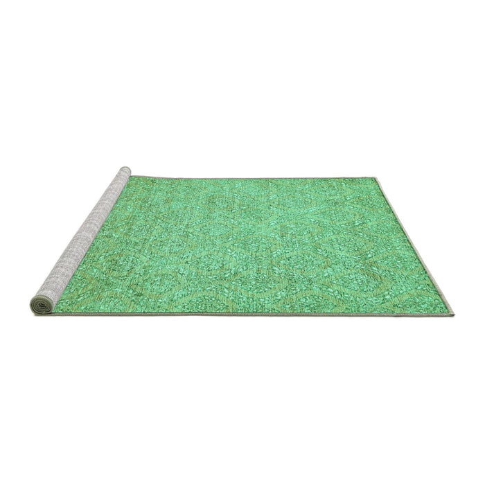 Sideview of Machine Washable Abstract Turquoise Modern Area Rugs, wshabs469turq