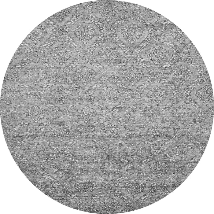 Round Machine Washable Abstract Gray Modern Rug, wshabs469gry