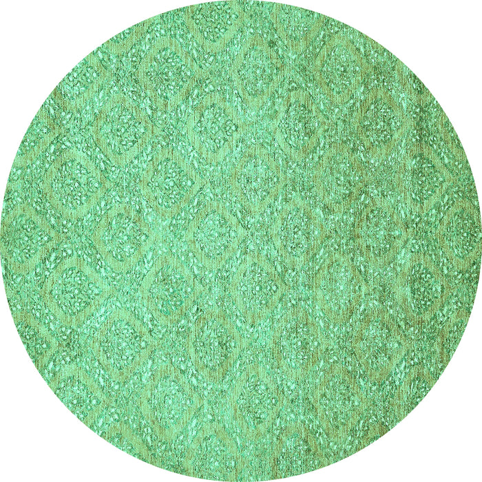 Round Machine Washable Abstract Turquoise Modern Area Rugs, wshabs469turq