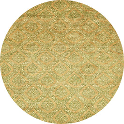 Round Abstract Bold Yellow Modern Rug, abs469