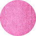 Round Machine Washable Abstract Pink Modern Rug, wshabs469pnk