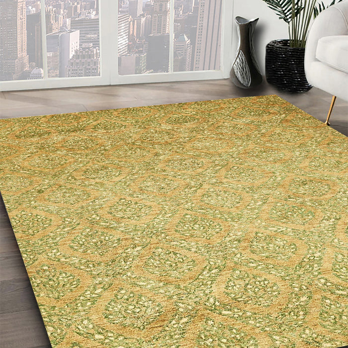 Machine Washable Abstract Yellow Rug in a Family Room, wshabs469