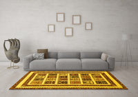 Machine Washable Abstract Yellow Modern Rug, wshabs46yw