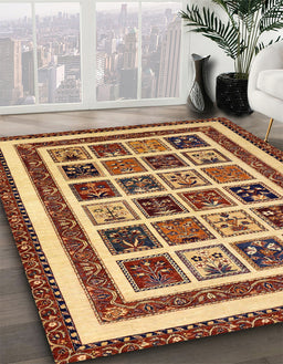 Abstract Saffron Red Modern Rug in Family Room, abs46