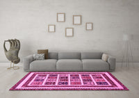 Machine Washable Abstract Pink Modern Rug, wshabs46pnk