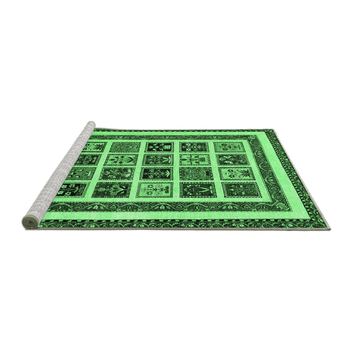 Sideview of Machine Washable Abstract Emerald Green Modern Area Rugs, wshabs46emgrn
