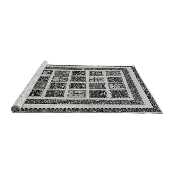 Sideview of Machine Washable Abstract Gray Modern Rug, wshabs46gry