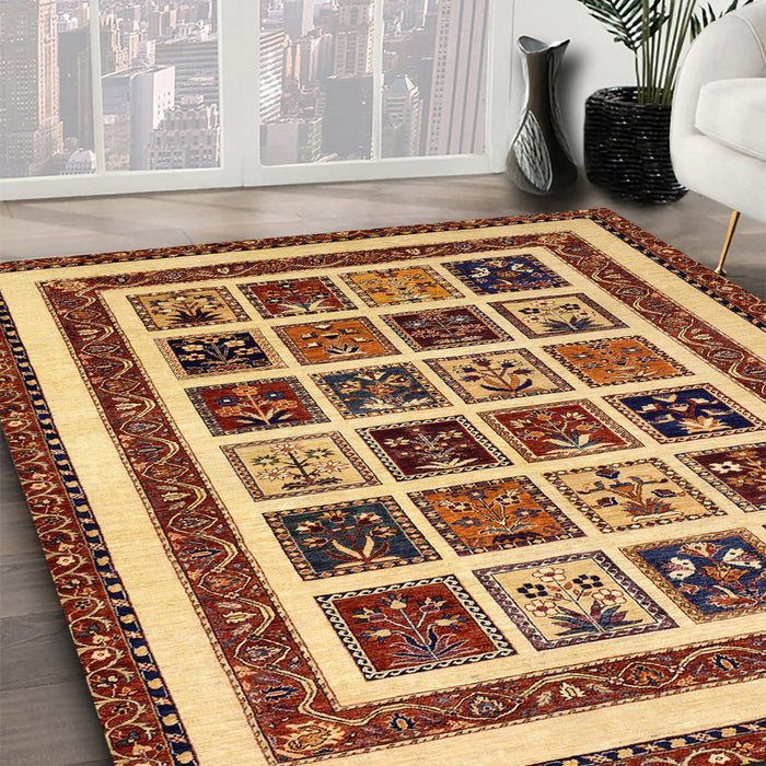 Abstract Saffron Red Modern Rug in Family Room, abs46