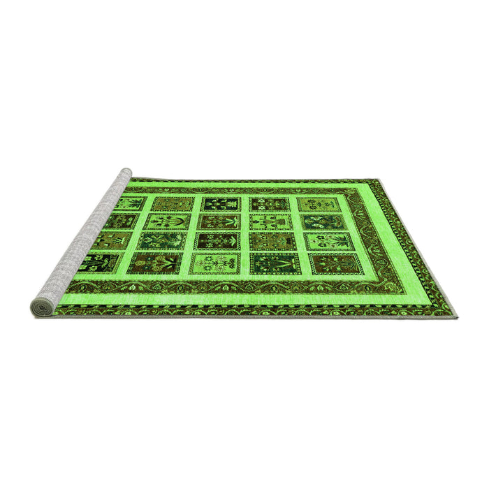 Sideview of Machine Washable Abstract Green Modern Area Rugs, wshabs46grn