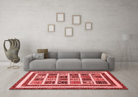 Machine Washable Abstract Red Modern Rug, wshabs46red