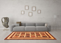 Machine Washable Abstract Orange Modern Rug, wshabs46org