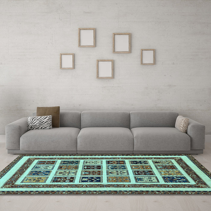 Machine Washable Abstract Light Blue Modern Rug in a Living Room, wshabs46lblu