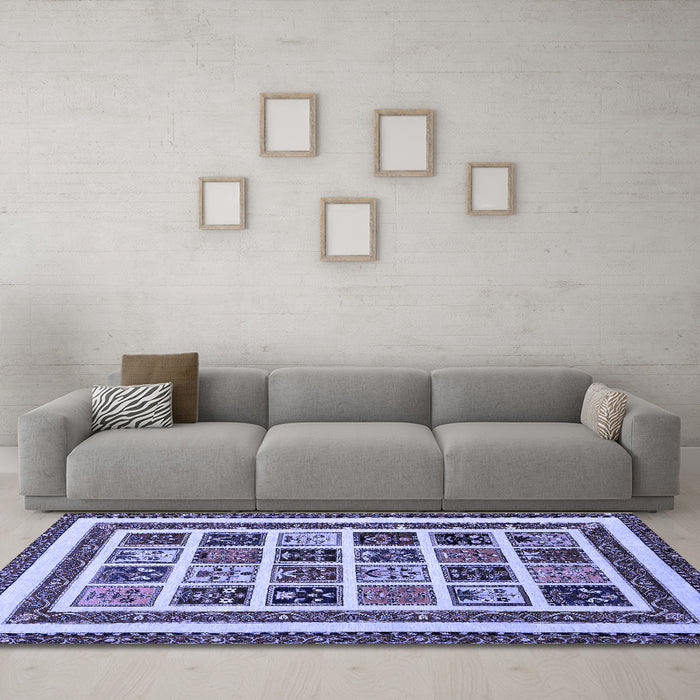 Machine Washable Abstract Blue Modern Rug in a Living Room, wshabs46blu