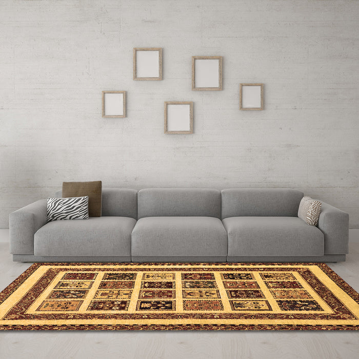 Machine Washable Abstract Brown Modern Rug in a Living Room,, wshabs46brn