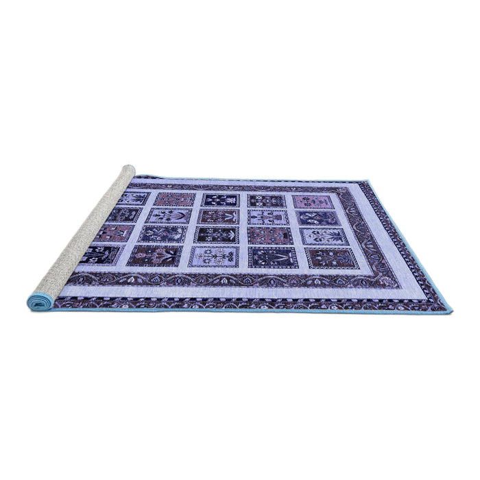 Sideview of Machine Washable Abstract Blue Modern Rug, wshabs46blu