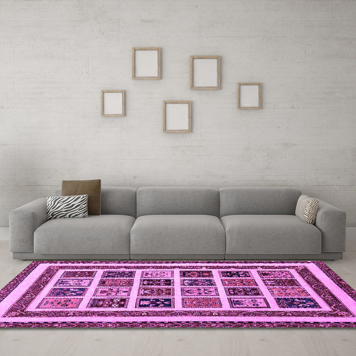 Machine Washable Abstract Purple Modern Area Rugs in a Living Room, wshabs46pur