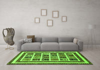 Machine Washable Abstract Green Modern Rug, wshabs46grn