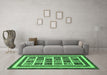 Machine Washable Abstract Emerald Green Modern Area Rugs in a Living Room,, wshabs46emgrn