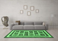 Machine Washable Abstract Emerald Green Modern Rug, wshabs46emgrn