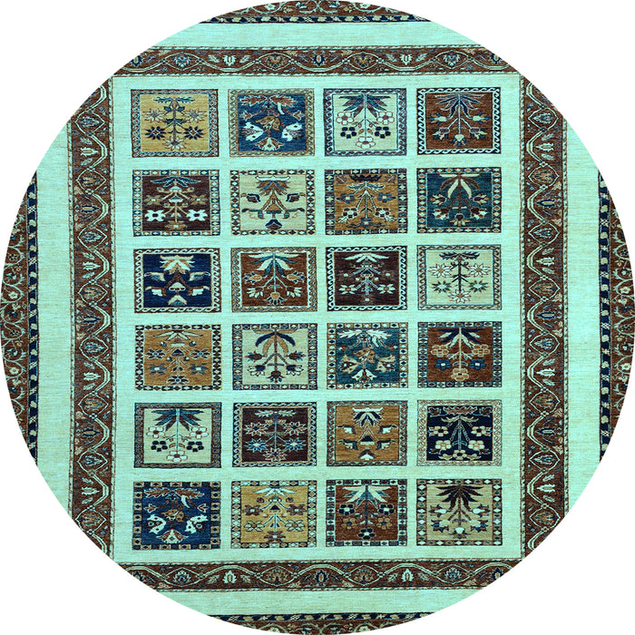 Round Abstract Light Blue Modern Rug, abs46lblu